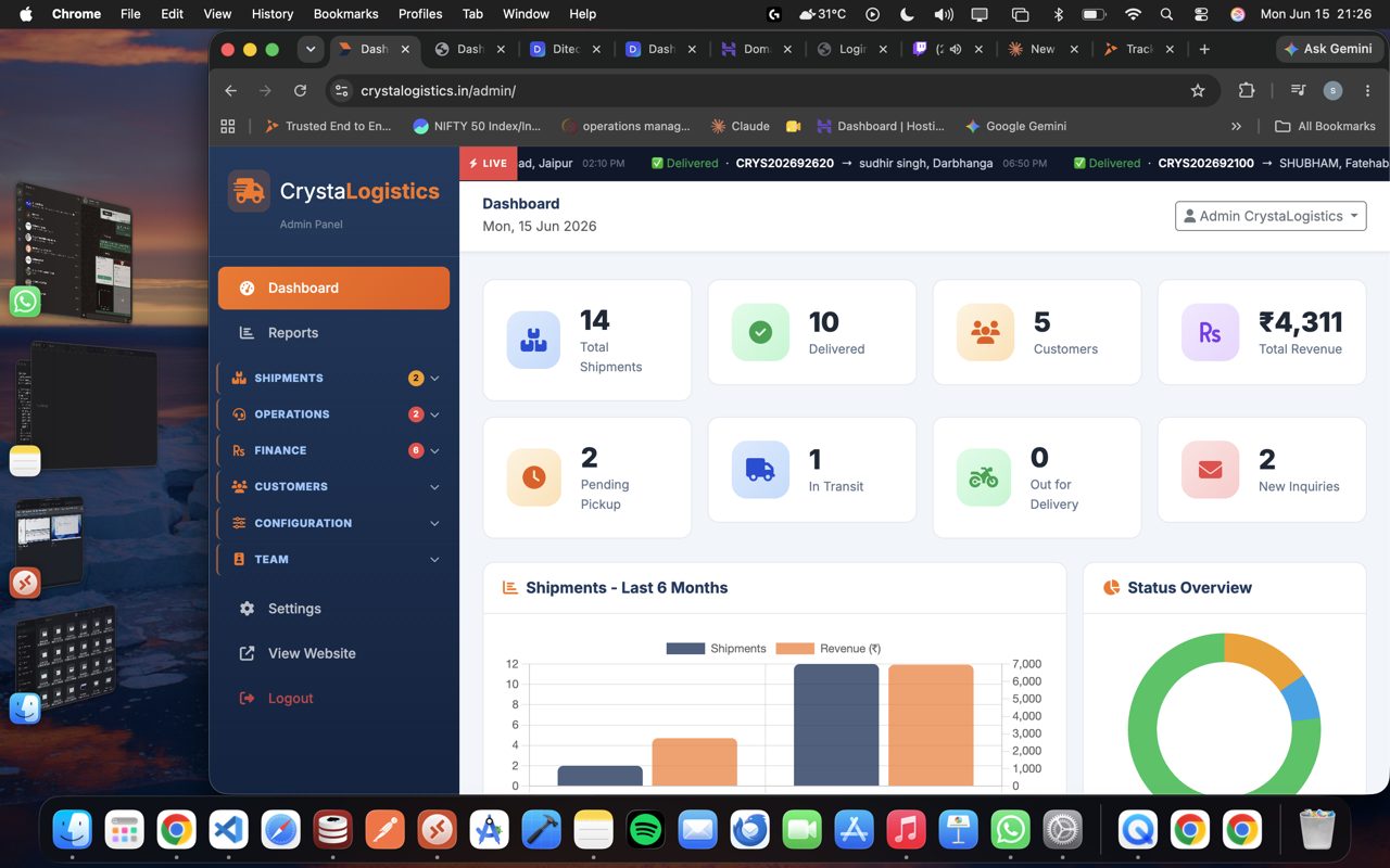 CrystaLogistics admin panel