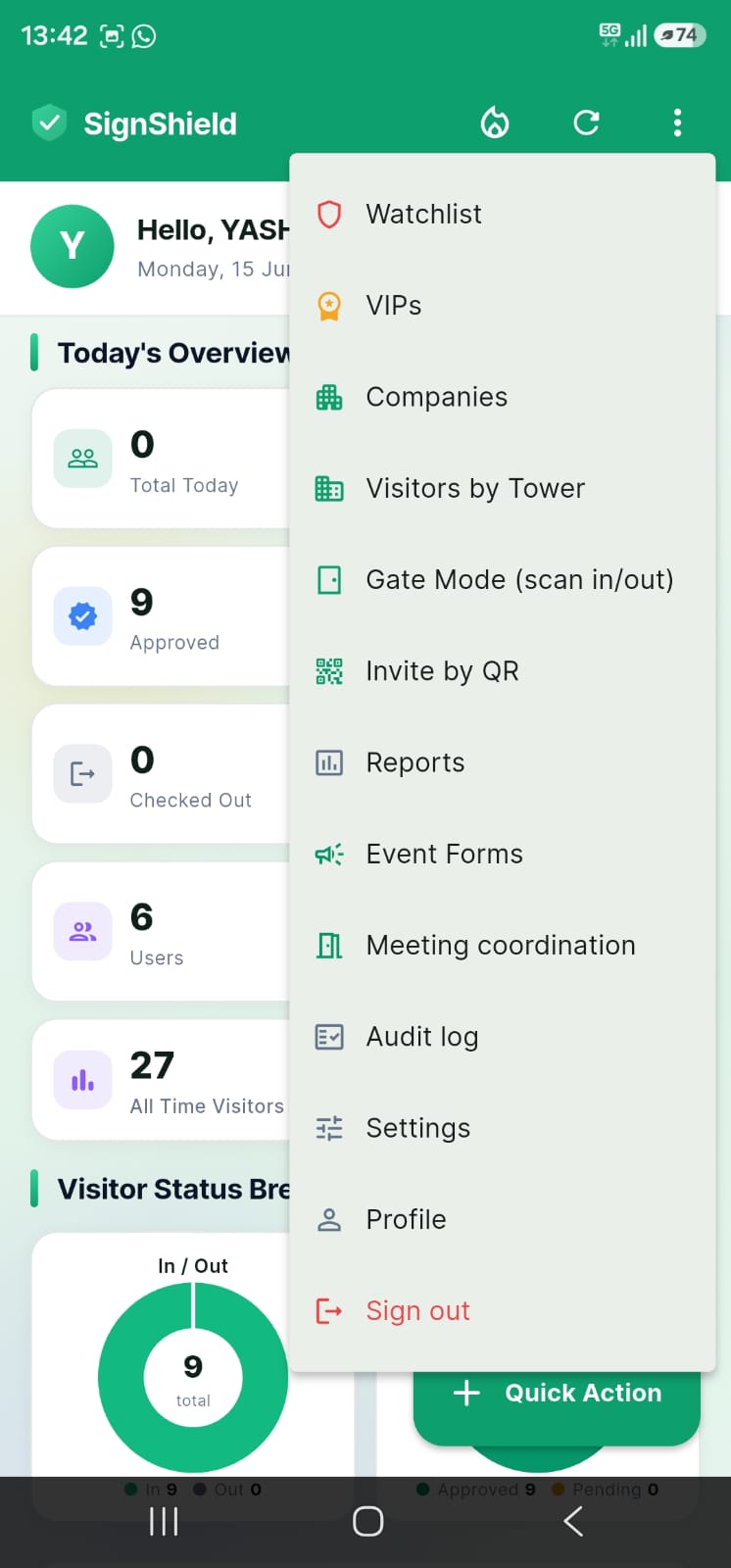 SignShield app screen