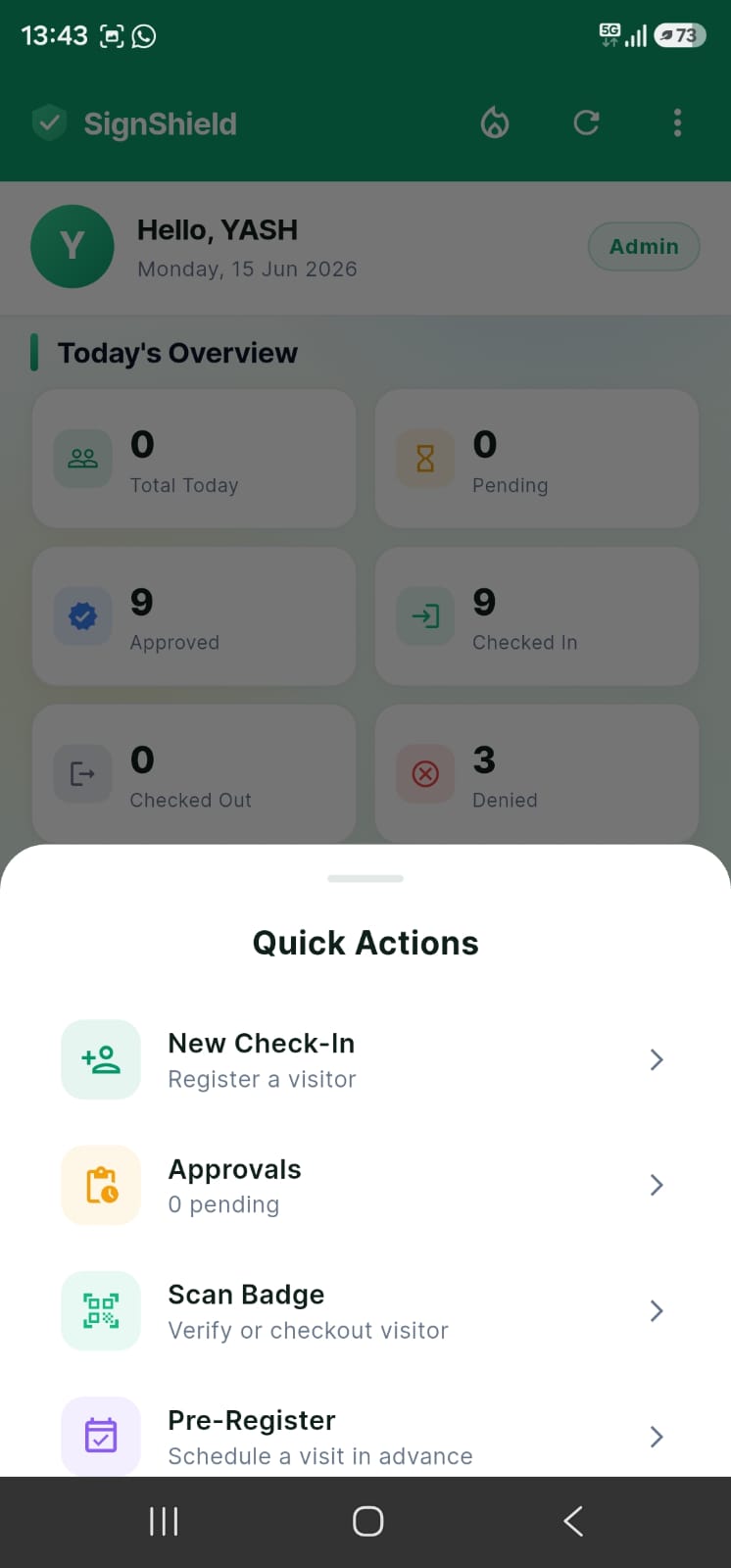 SignShield app screen
